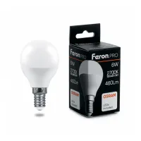 Лампа светодиодная Feron.PRO G45 (Шар) LB-1406 E14 6W 2700K, 38065