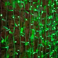 Гирлянда Светодиодный Дождь 2x1,5м 360LED зеленый IP65 постоянное свечение, белый каучук, 230В