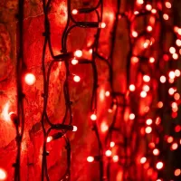 Гирлянда Светодиодный Дождь 2x1,5м 360LED красный IP65 постоянное свечение, черный каучук, 230В