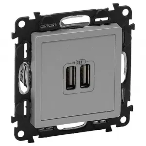 Розетка 2xUSB Legrand VALENA LIFE, алюминий, 753612
