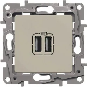 Розетка 2xUSB Legrand ETIKA, бежевый, 672394