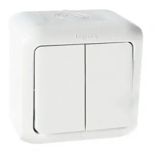Выключатель 2-клавишный Legrand QUTEO, открытый монтаж, белый, IP44,782302