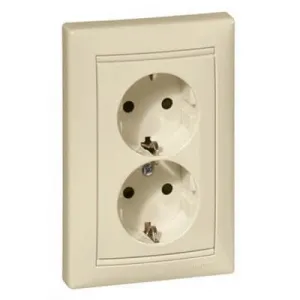 Розетка двухместная Legrand VALENA CLASSIC, скрытый монтаж, с заземлением, слоновая кость, 774370