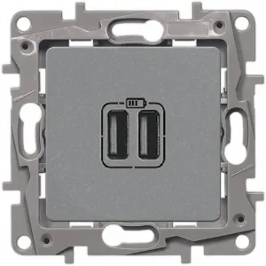 Розетка 2xUSB Legrand ETIKA, алюминий, 672494