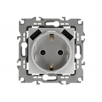 Розетка 2P+E 16A 250В со шторками автозажим с 2xUSB 5В 3А Эра Elegance, алюминий 14-4109-03