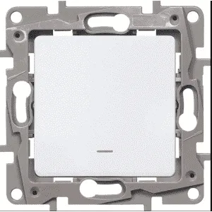 Переключатель 1-клавишный Legrand ETIKA, с подсветкой, скрытый монтаж, белый, 672215