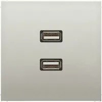 Розетка 2xUSB Jung LS METAL, скрытый монтаж, стальной, MAES1153