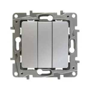 Выключатель 3-клавишный Legrand ETIKA, скрытый монтаж, алюминий, 672413