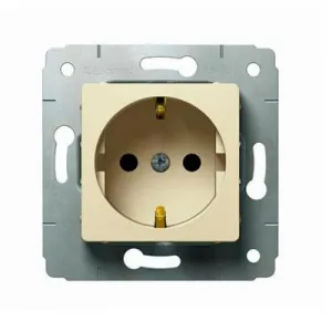 Розетка Legrand CARIVA, скрытый монтаж, с заземлением, со шторками, слоновая кость, 773721