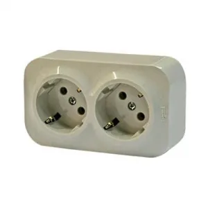 Розетка двухместная Legrand QUTEO, открытый монтаж, с заземлением, слоновая кость, 782243