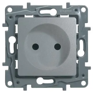 Розетка Legrand ETIKA, скрытый монтаж, со шторками, алюминий, 672434