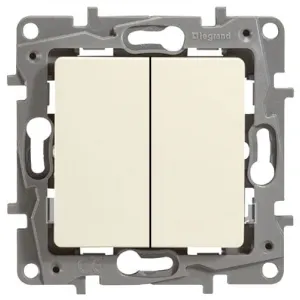 Выключатель 2-клавишный Legrand ETIKA, скрытый монтаж, слоновая кость, 672302