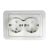 Розетка Двойная С Заземлением Со Шторкой CLASSICO Белая 2128x IN HOME