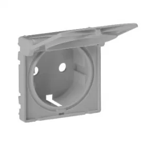 Накладка на розетку Legrand VALENA LIFE, с заземлением, с крышкой, алюминий, 754842